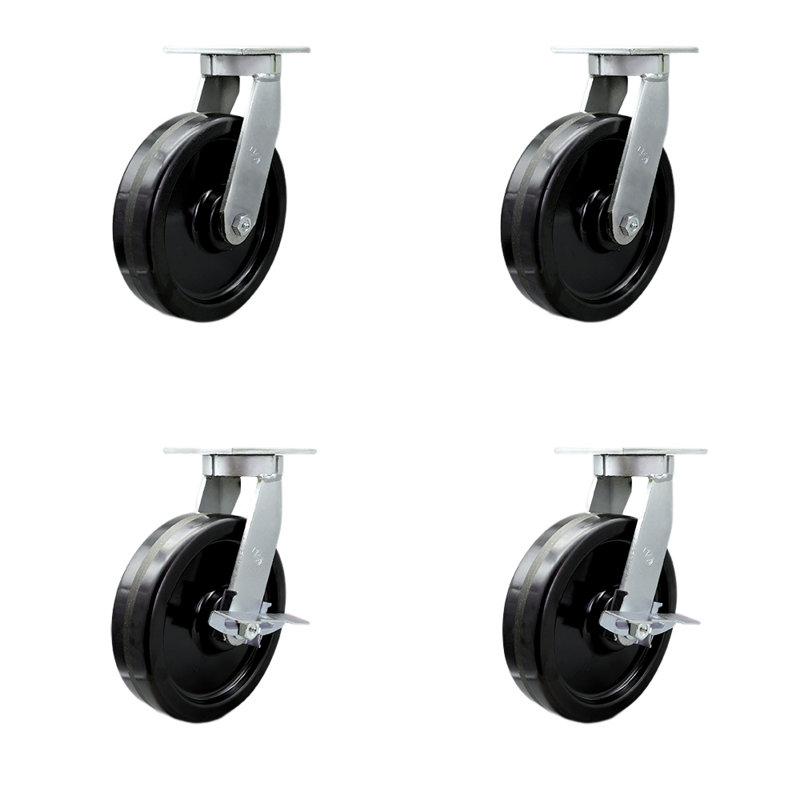 Ensemble de roulettes pivotantes extra-robustes avec 2 freins