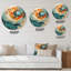 Horloge murale spirale abstraite mariage spirale ambre électrique et sarcelle III-93380117
