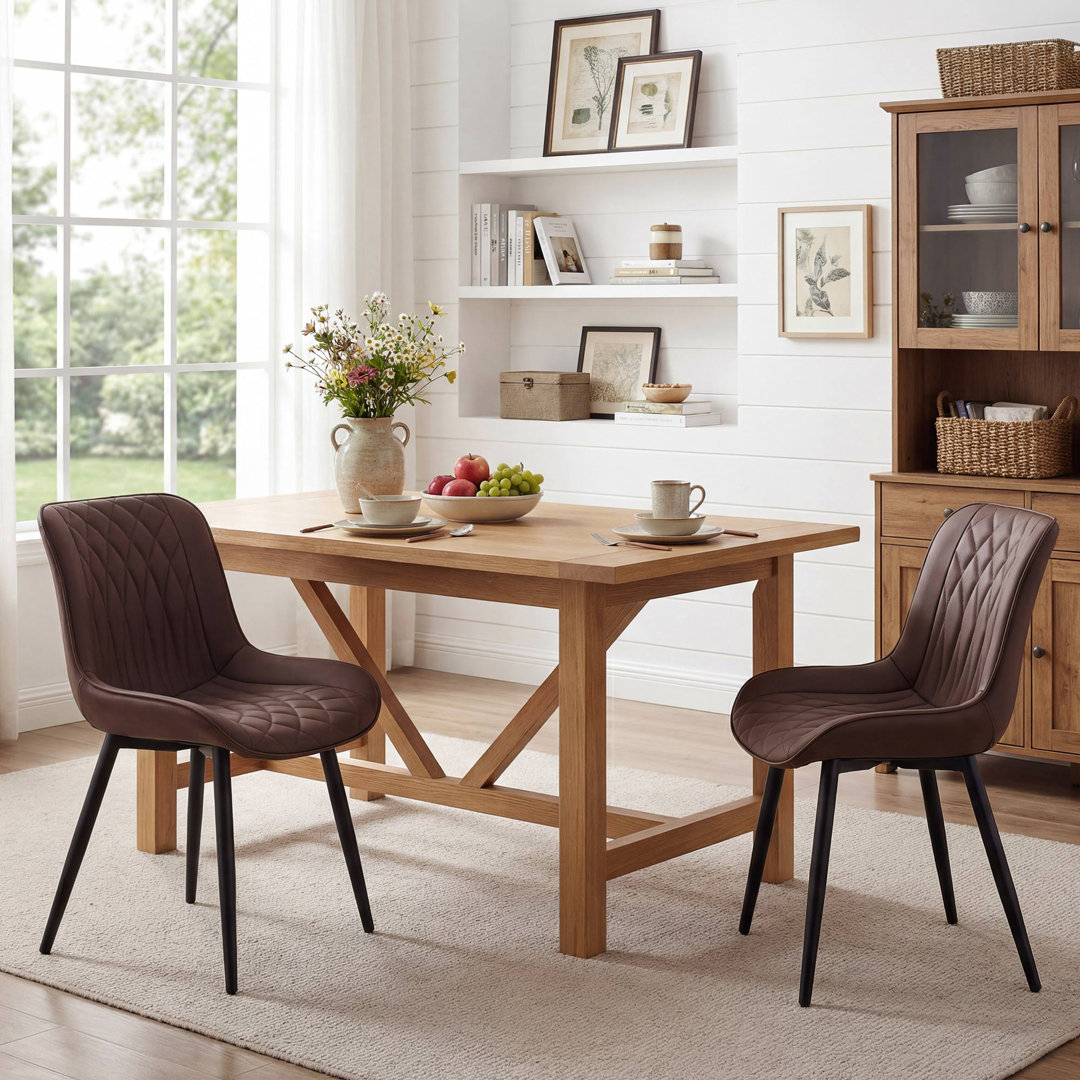 Modern Dining Chairs Faux Leather Upholstered Kitchen Chairs Side Chair With Metal Legs (Set of 2) George Oliver Upholstery