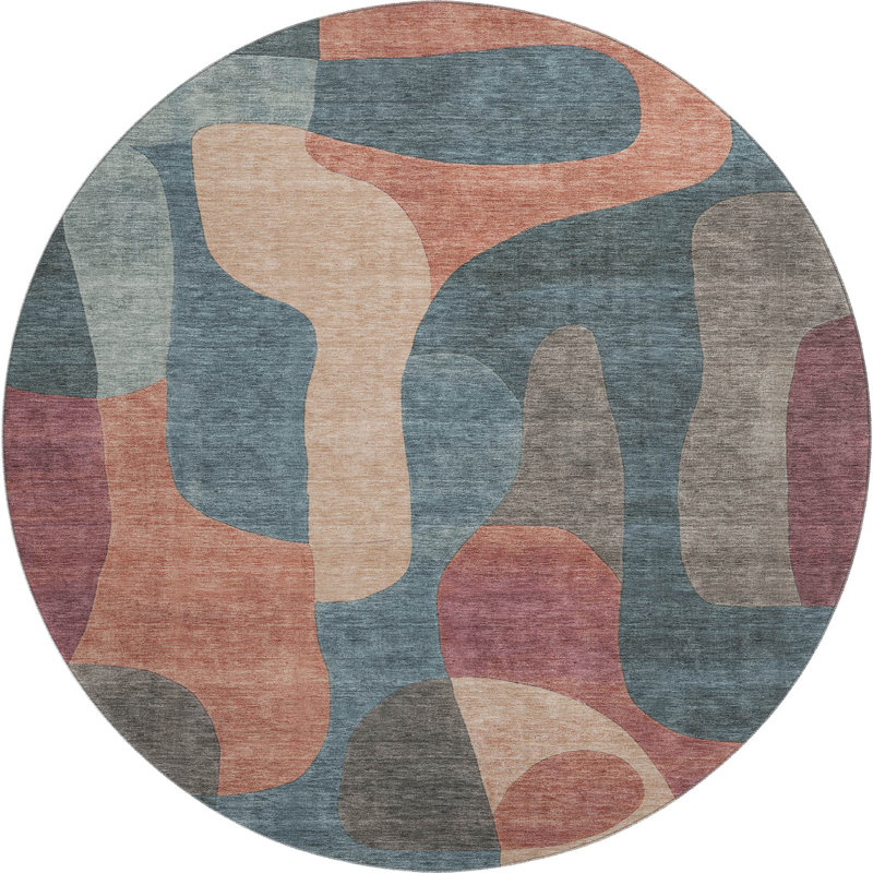 Premium Machine Washable Chelston AMF1867 Abstract Rug, Round 8'