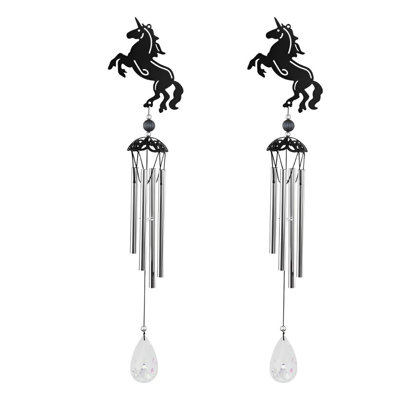 Ensemble-cadeau ICE ARMOUR 25 po long métal noir cheval carillon vent statue sculpture ornement décoration maison / chambre / jardin décoration pour la pendaison de crémaillère, vacances, spécial Noël 