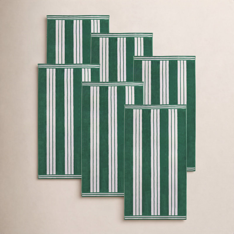 Serviette de plage Chira, Vert foncé, Serviette de plage - paquet de 6