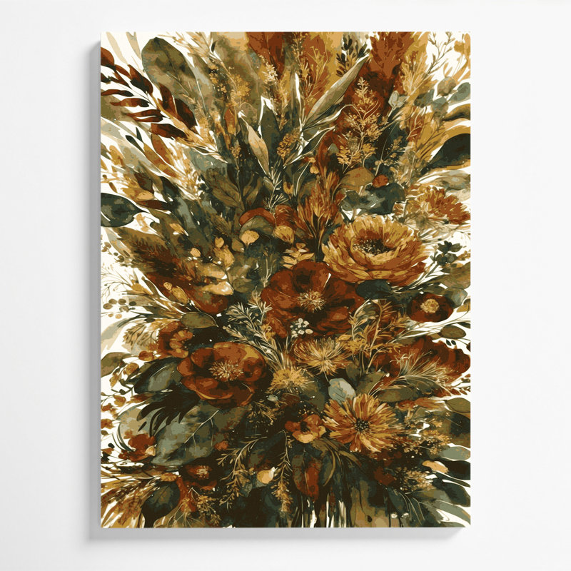 "Watercolor Floral" 85, art mural sur toile brune, H 11 po x l 14 po