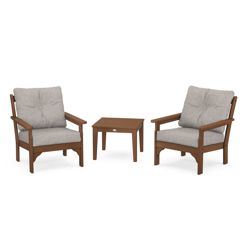 Vineyard 3-Piece Deep Seating Set, Weathered Tweed, Teak