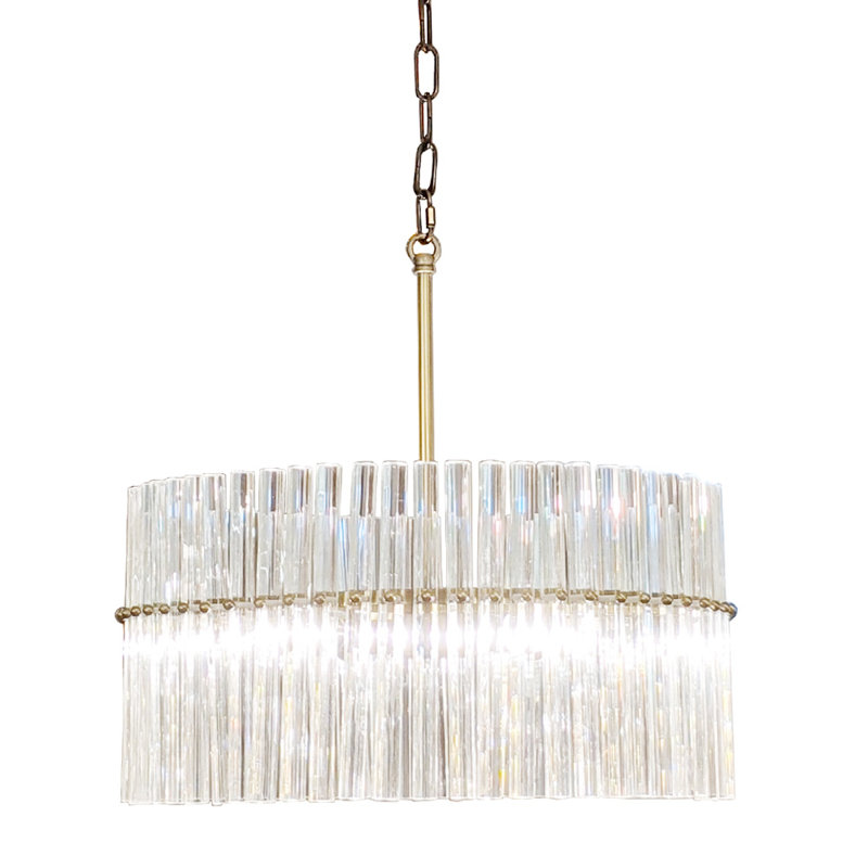 Lustre cylindrique unique à 4 lumières avec accents de cristal Habibah, Or