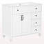 Meuble-lavabo de 36 po avec lavabo, armoire de salle de bain en bois massif blanc avec tiroir rabattable, 3 tiroirs et 2 portes, conception élégante avec poignées en métal noir, meuble-lavabo moderne en bois aggloméré pour le rangement de la salle de bain