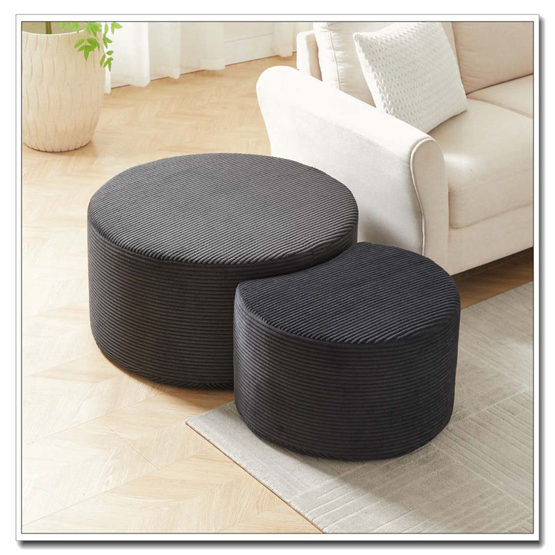 Upholstered Upholstered Nesting Coffee Table Set, Black