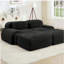 Canapé 2 places en tissu velours côtelé de luxe modulaire multi-combinaison de conception anti-dérapante chaise longue accoudoirs courbés soutien ergonomique éponge à haute résilience pour les chambres à coucher, noir-136477368