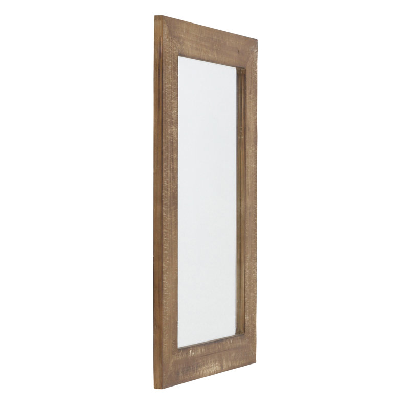 Tiege Rectangular Wood Farmhouse Wall Mirror, Nutmeg, 36" H x 24" W x 1" D