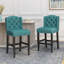 Ensemble de 2 tabourets de comptoir à oreilles capitonnés en tissu, bleu sarcelle, 2-1256796532-1256796534
