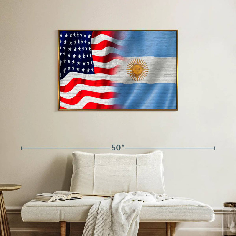 États-Unis et l'Argentine Molesley, Cadre flottant doré, 37 po x 25 po