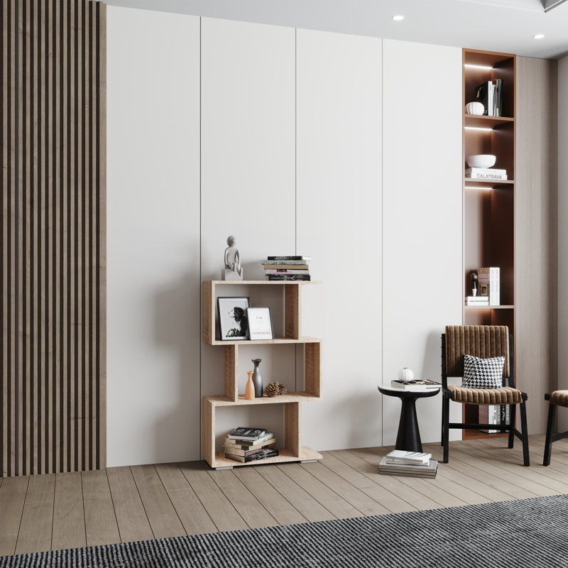 Reay 97.4cm H x 60cm W Geometric Bookcase, Brown