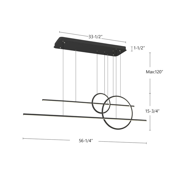 4 - Light LED Pendant, Black