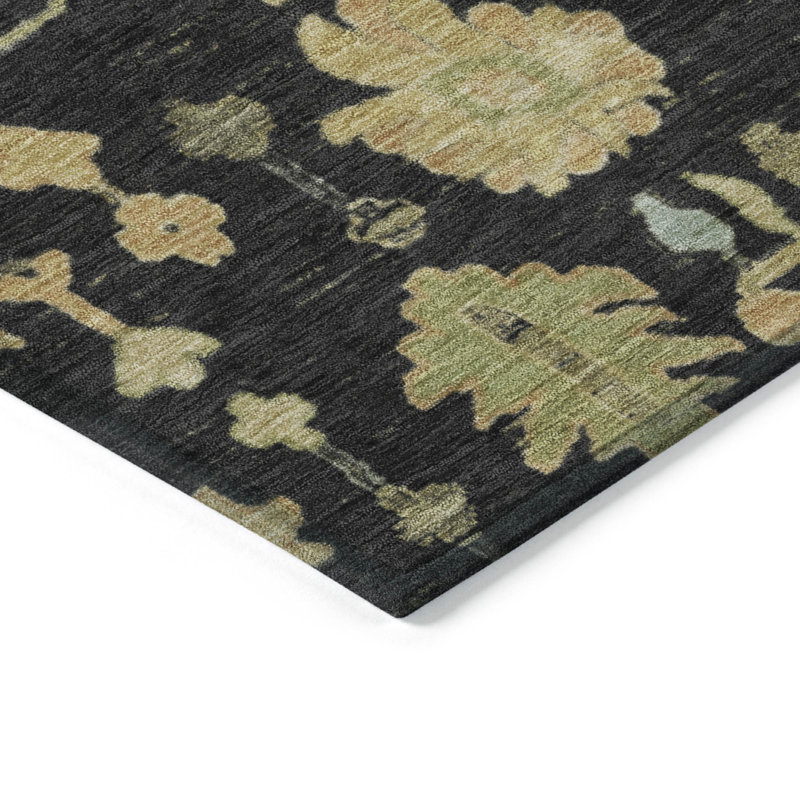 Machine Washable Indoor/Outdoor Xhevrie Black Rug, Round 8'