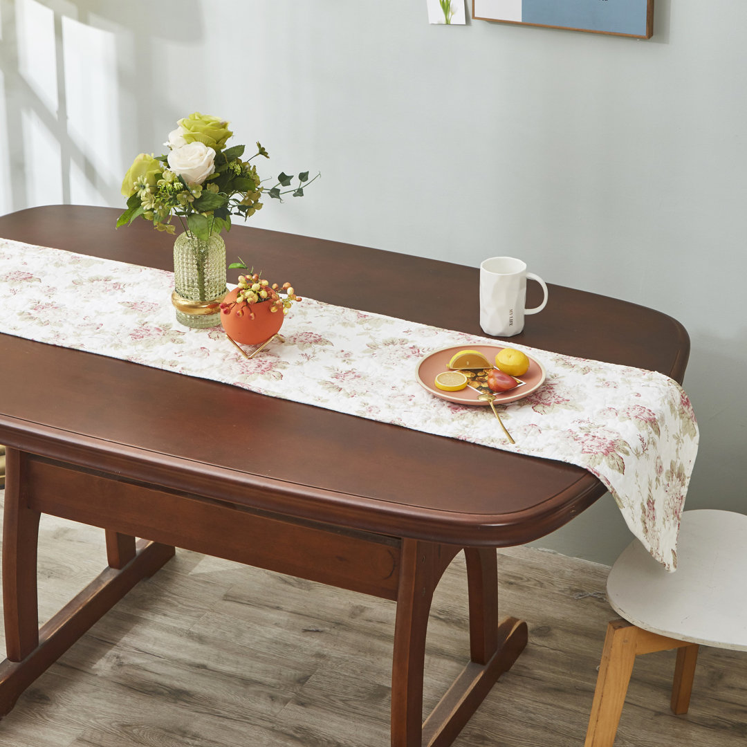 Clarrisa Shabby Elegance Floral 100% Cotton Table Runner Rosdorf Park