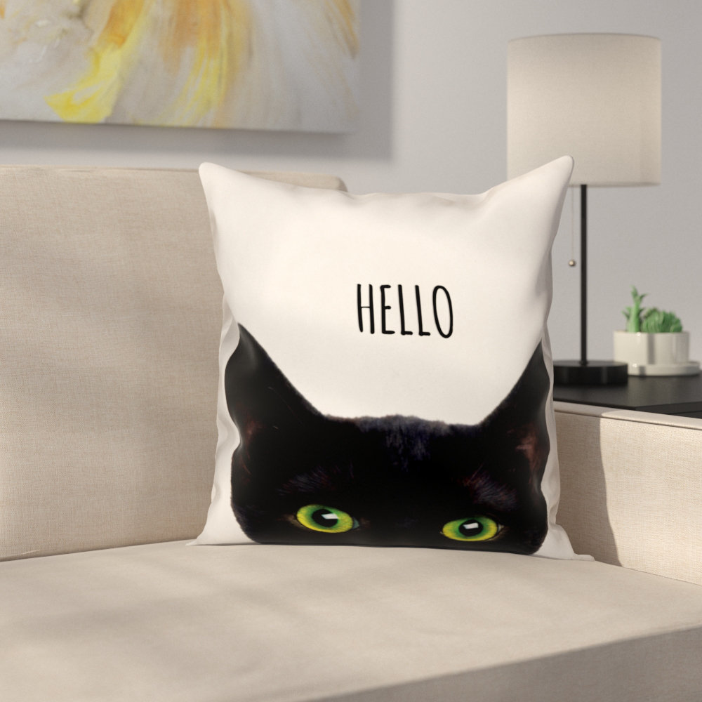 Hello Black Cat Throw Pillow Cover Designs Direct Creative Group 
