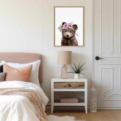 Flower Crown Bear by Amy Peterson Framed Canvas Wall Art Print