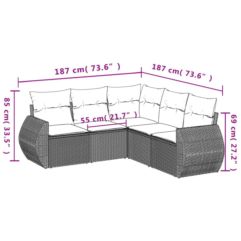 Vidaxl Garden Sofa Set Gray, Dark Gray