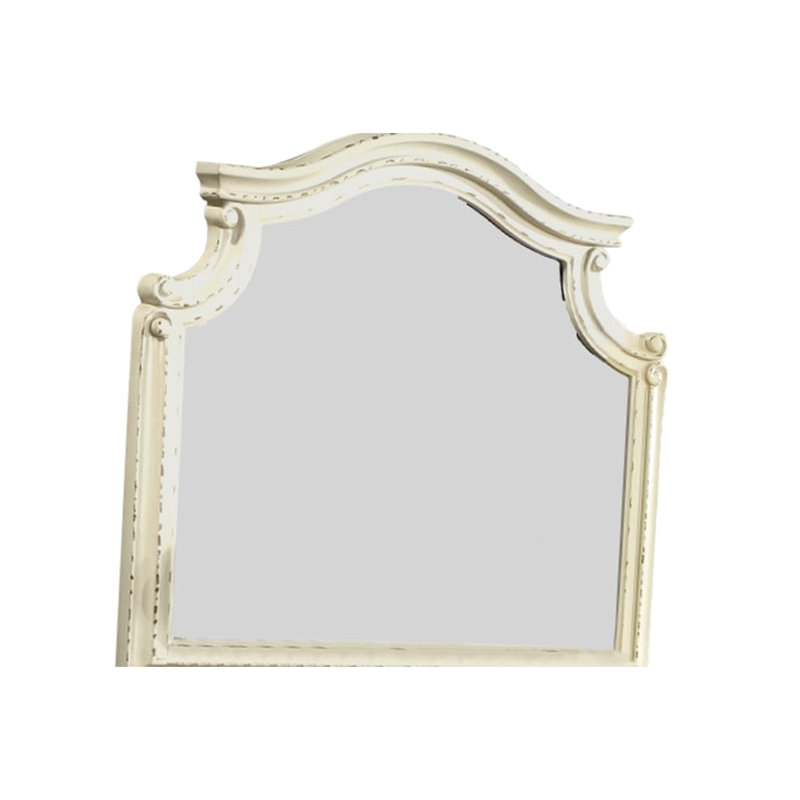Miroir de chambre à coucher traditionnel en beige antique - pièce en bois élégante