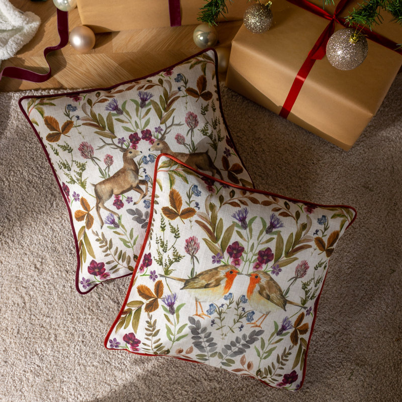 Mirrored Robin Floral Sunset Square Cushion