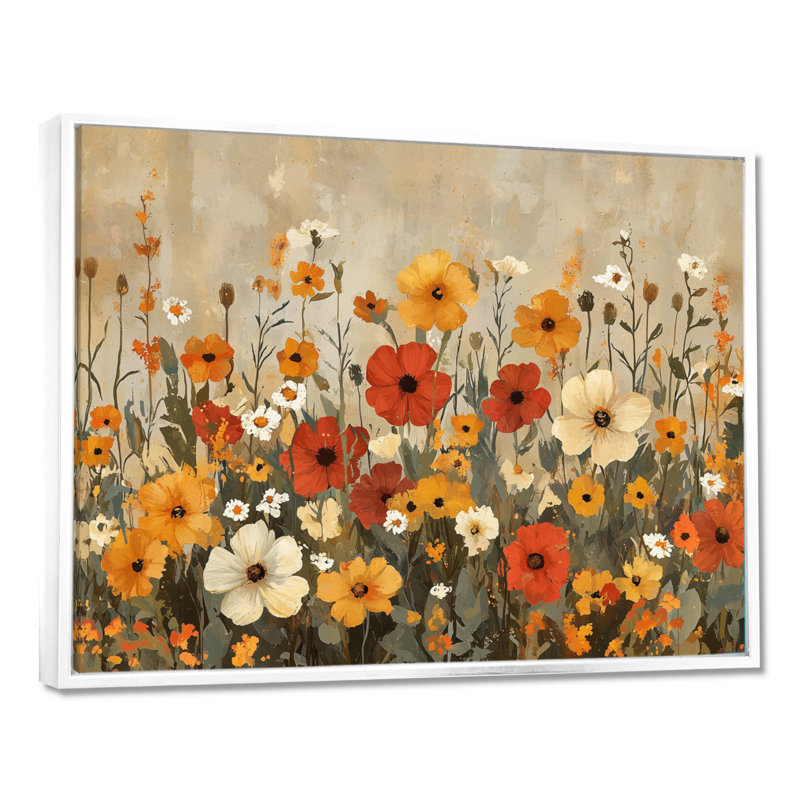 Alvey - Floral Wall Art, Impression encadrée flottante, H 16 po x l 32 po, Blanc