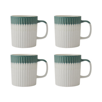 Mikasa Textured Stoneware Mug Set, Set of 4 Durable Stoneware Cups, 410ml