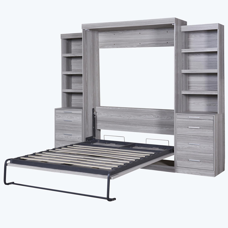 Ainash Murphy Bed with Drawers and Shelves, Full