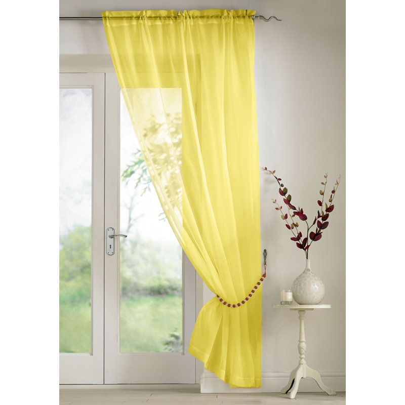 Billerica Sheer Curtain Single Panel, 145 W x 183 D cm, Lemon