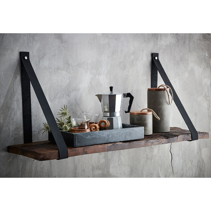 Novara 3 Piece Solid Wood Bracket Shelf with Reclaimed Wood, 38cm H x 90cm W x 25cm D
