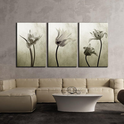 3 pièces de tulipes abstraites transparentes en rétro-éclairage sur toile, 3 pièces