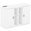Grand lit blanc avec options de rangement - Polyvalent pour les armoires peu encombrantes, idéal pour le travail au bureau-1148414336-1148414337