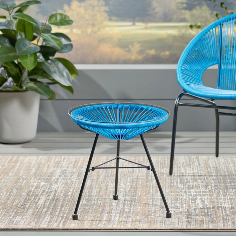 Table d'appoint d'extérieur moderne, Bleu, H 18 po x l 17,75 po x P 17,75 po