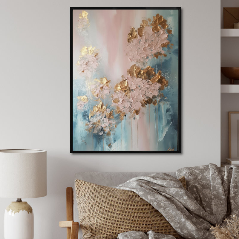 «Abstract Hydrangea Flower In Blossoming Retro I», reproduction sur toile, H 20 po x l 12 po x P 1 po, Cadre flottant noir