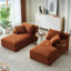 Chaise longue double compressible orange avec porte-gobelets, aucun assemblage requis, canapé-lit moderne et moelleux pour la lecture à l'intérieur, rembourrage à ressorts, tissu en velours côtelé résistant.