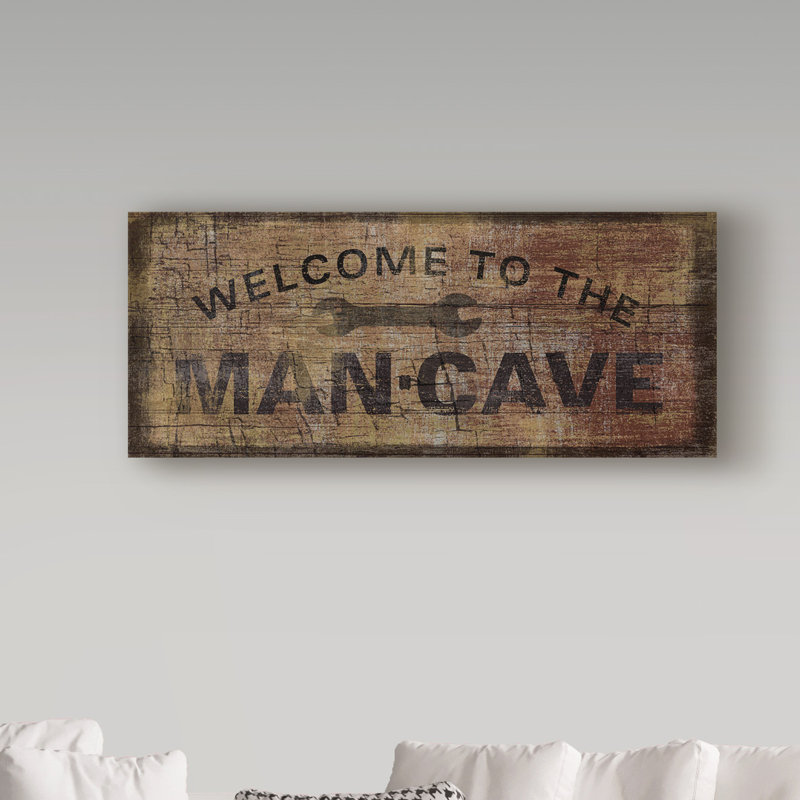 Mancave avec clé - Art textuel sur toile, H 10 po x l 24 po x P 2 po