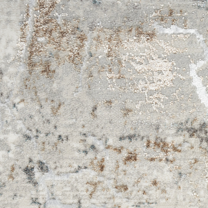 Briyith Abstract Machine Woven Polyester Area Rug in Gold/Gray, Rectangle  7'10" x 9'10"