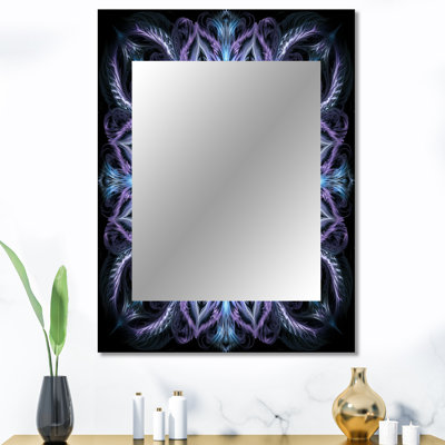 Malchow turquoise et blanc fleurs fractales IV - miroir mural géométrique, miroir décoratif turquoise, impression d'art en métal