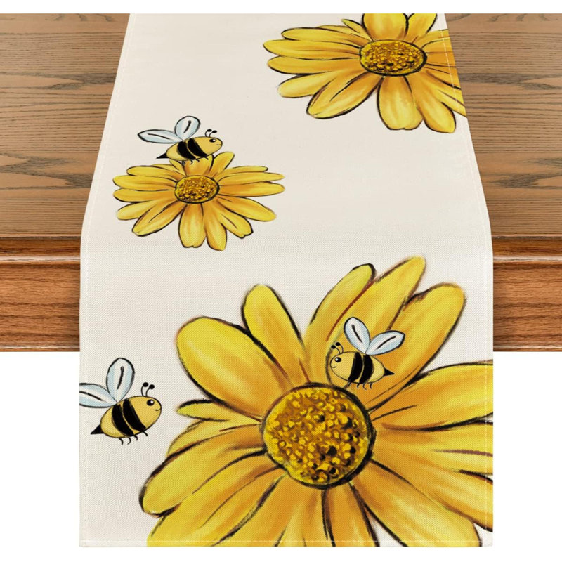 Chae Runner Polyester Blend Table Runner, 72" x 13", Beige
