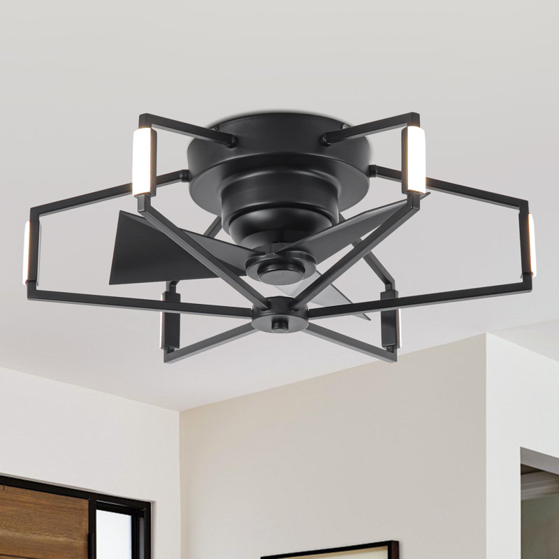 21" Dimmable Caged Ceiling Fan With 3CCT LED Lights And Remote Control