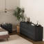 Ensemble de chambre à coucher moderne 2 pièces avec commode double gris Linda-116321263