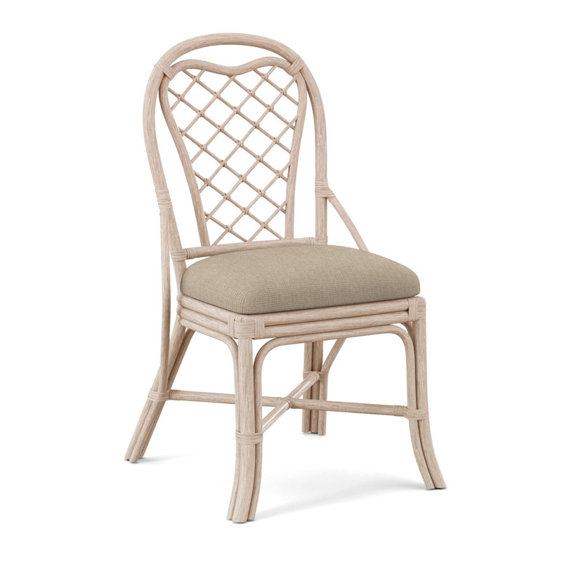 Trellis Back Side Dining Chair, Light Blue Performance Fabric; 0851-55, Bisque