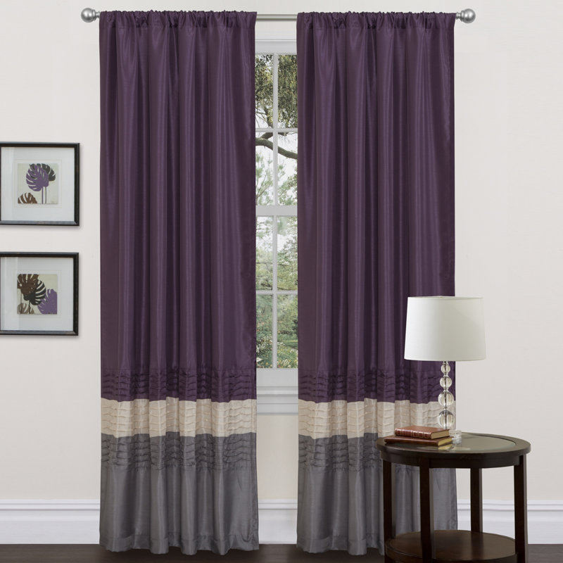 Panneaux de rideaux semi-transparents avec passe-tringle , Gris / mauve