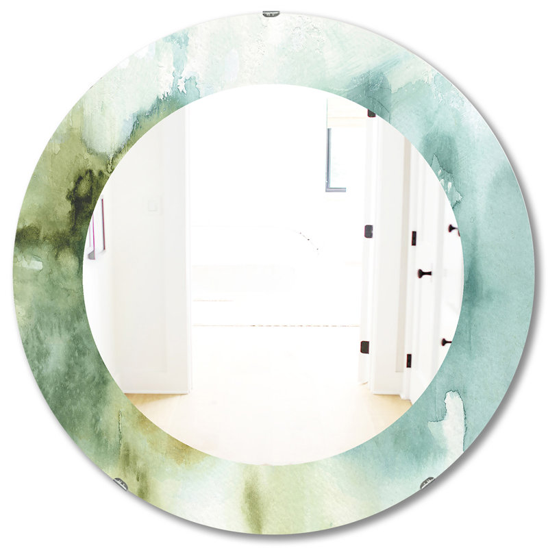 Abstract Watercolor House Traditional Wall Mirror, 23.6" H x 23.6" W