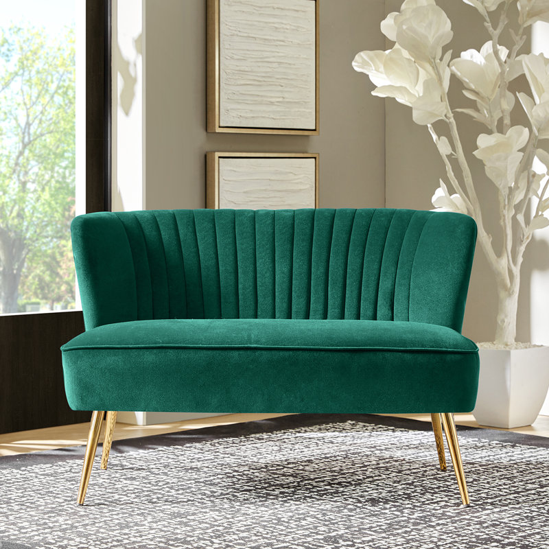 Euclid 47" Velvet 2-Seat Armless Loveseat, Green