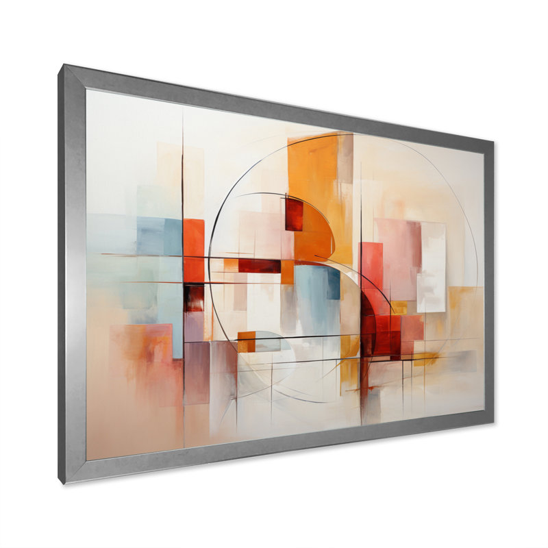 Jamas, paysage abstrait entrelacé, H 30 po x l 40 po x P 1,5 po, Cadre simple argenté