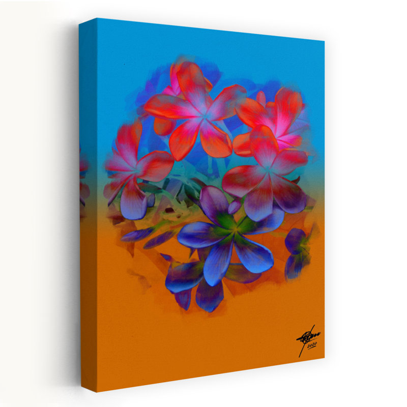 Florida Contemporary Modern Flower Wall Art Print 1 Piece Wrapped Canvas Wall Art, 60.96cm H x 40.64cm W