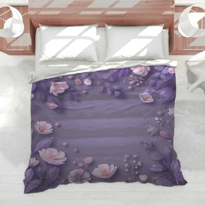 Édredon mauve à bordure florale