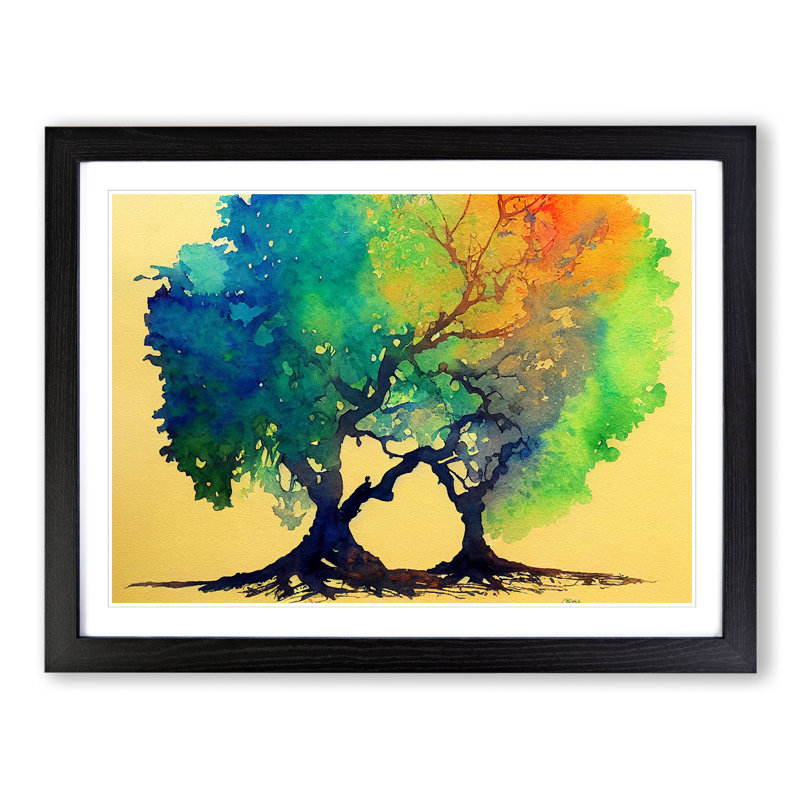 Delicious Trees - Single Picture Frame Painting, 46cm H x 64cm W x 2cm D, Black