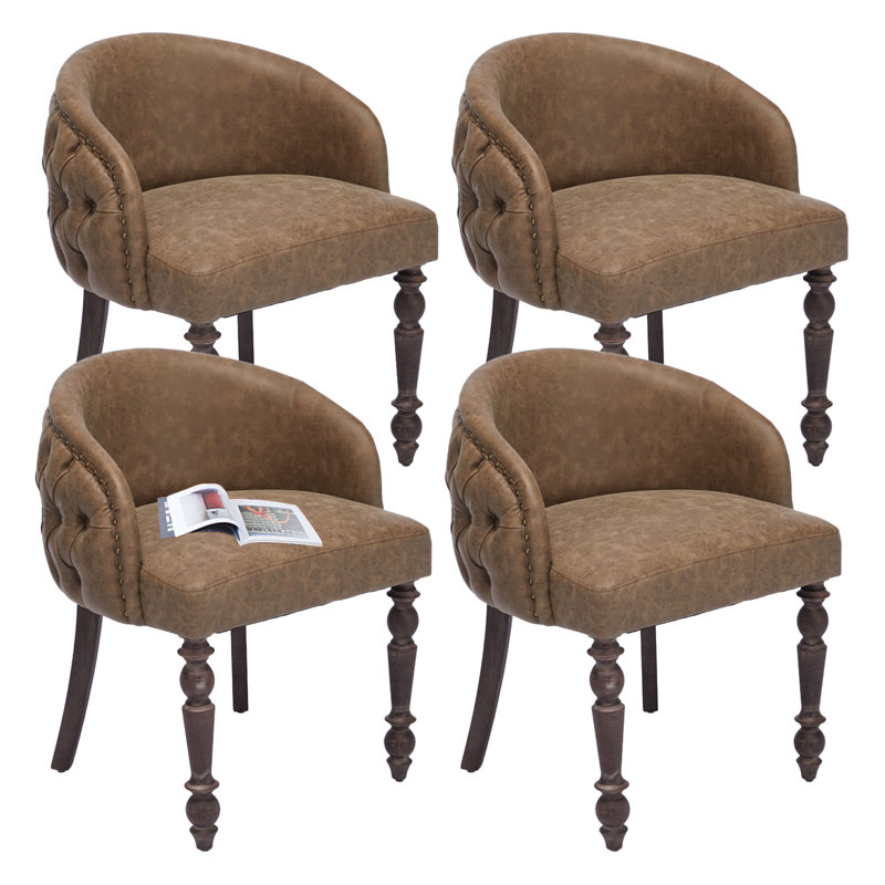 Ensemble de 4 chaises de salle à manger en bois massif Modern Leisure, Brun
