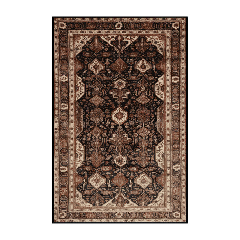 Tapis brun lavable à la machine, Rectangulaire 7 pi x 10 pi